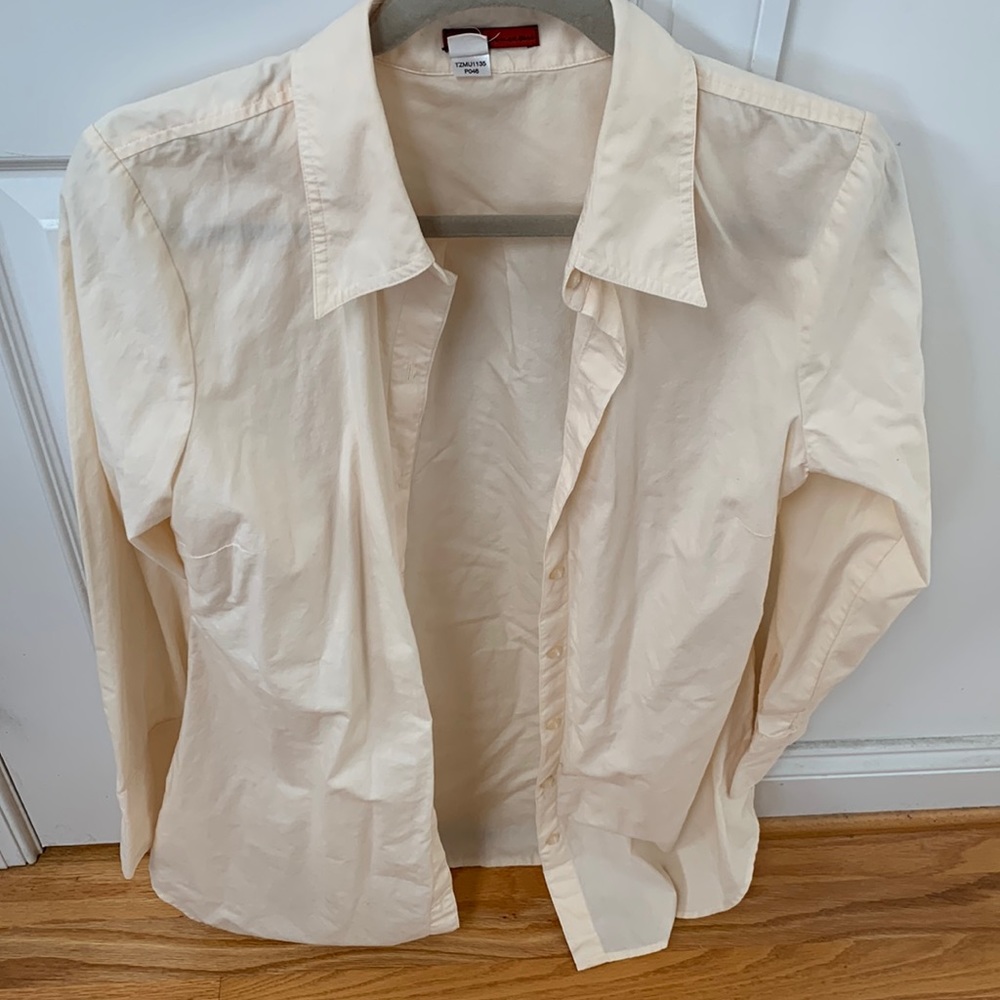 Soft cotton cream tunic TAPEMEASURE brand button down shirt size 10